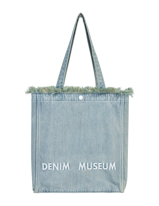 Forest of Solitude Denim Tote – Triple Blue Shades Inspired by Nature’s Mystique, with Dreamy Fringe Detail