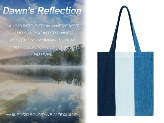 DENIM MUSEUM Moonlit Lake Sanctuary Denim Bag - Stylish and Minimalist Tote, Perfect for Daily Outings