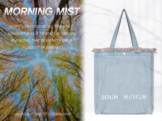 DENIM MUSEUM Forest Glow Series - Tassel Denim Bag, Dreamy Nature Style, Ethereal Artistic Choice